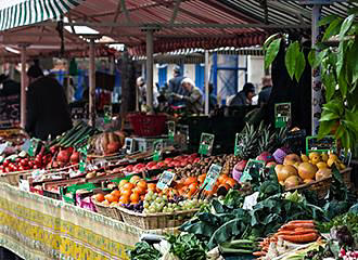 French market stall vegetables