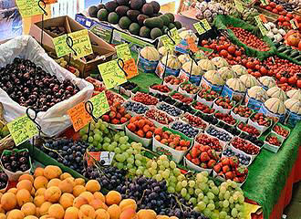 French market stall fruits