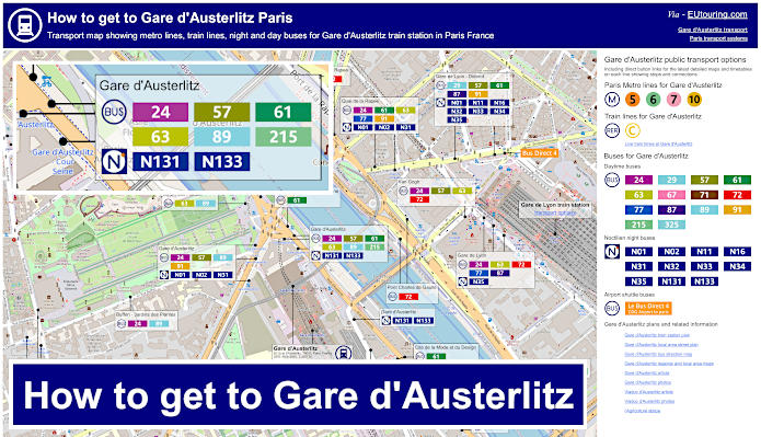 How to get to Gare d'Austerlitz transport map
