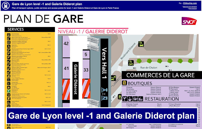 Gare de Lyon level -1 and Galerie Diderot plan