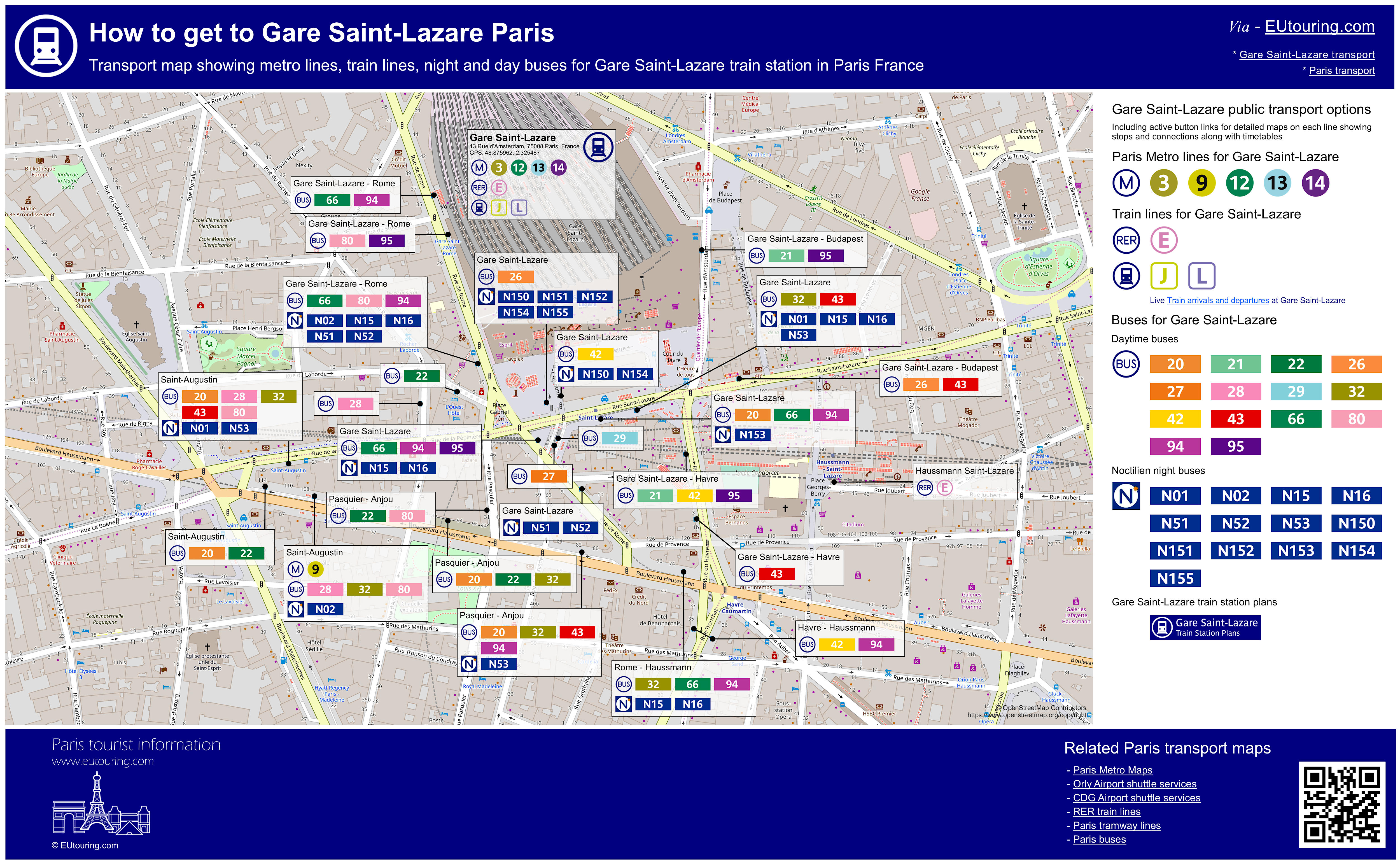 Gare Saint Lazare Paris Public Transport Map Eutouring Lrg 