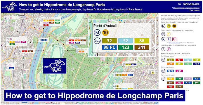 How to get to Hippodrome de Longchamp transport map