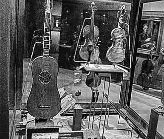 Antique guitar inside Musee de la Musique