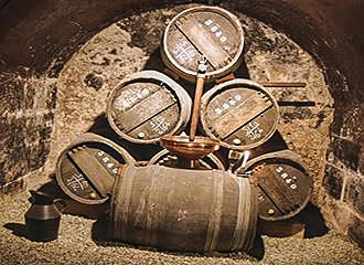 Wine barrels at Musee du Vin