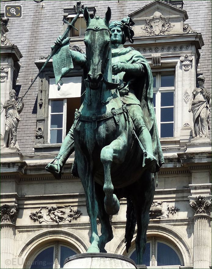 Close up of Etienne Marcel equestrian statue