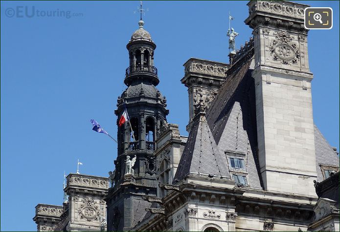 Paris Hotel de Ville tower and roof