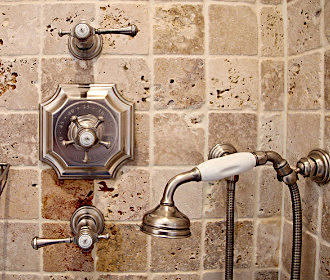 Hotel Saint-Louis en l'Isle deluxe triple room top floor shower