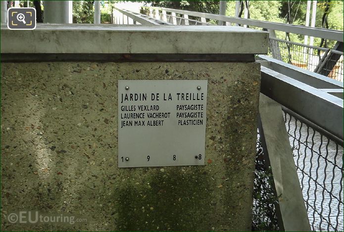 Jardin de la Treille plaque