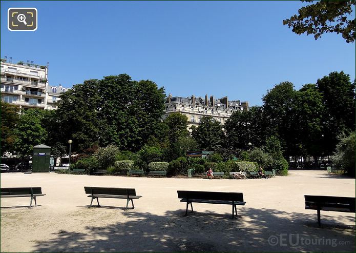 Section of Jardins des Champs Elysees with park benches