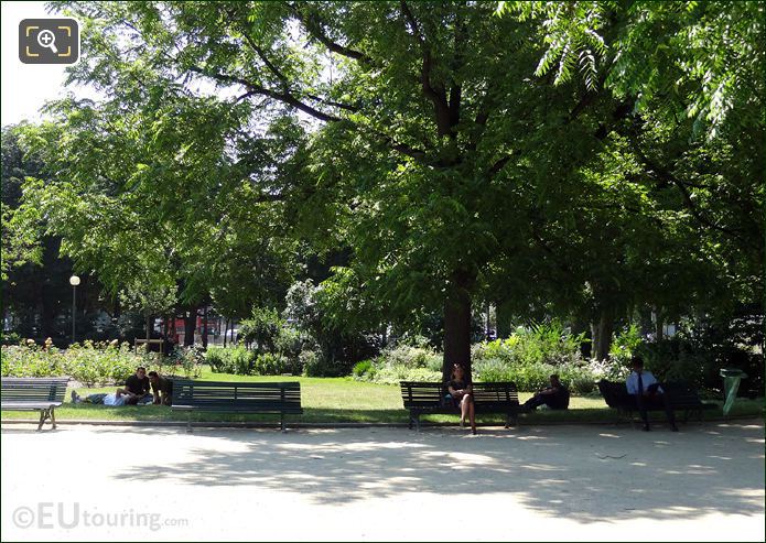 Park benches in Jardins des Champs Elysees