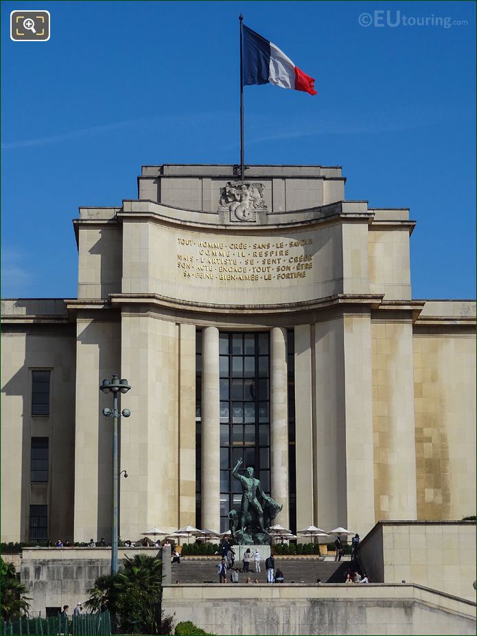 Paul Valery inscription in Jardins du Trocadero looking NW