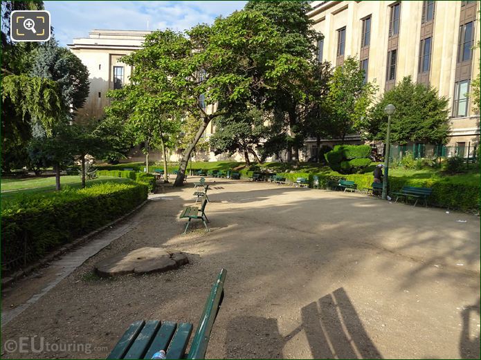 Palais de Chaillot Passy Wing and path in Jardins du Trocadero looking SW