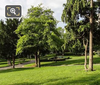 Different varieties of trees inside Jardins du Trocadero