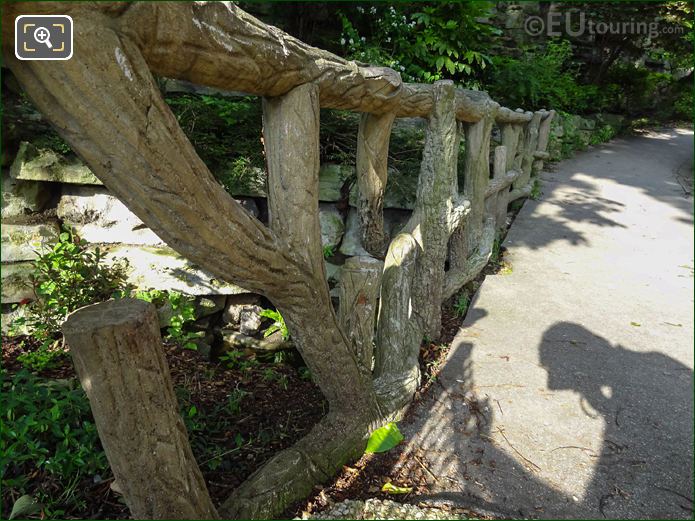 Tree trunk bridge railings, Jardins du Trocadero, Paris