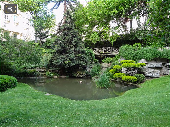 Trocadero Garden pond and bridge in western corner