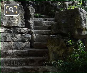 Rocky outcrop, stone steps and path, Trocadero Gardens, Paris