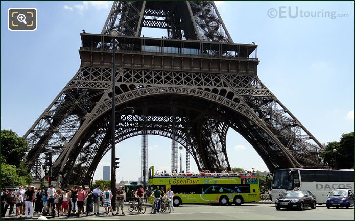 L'OpenTour tour bus passing Eiffel Tower 