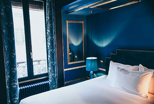 La Mondaine Hotel classic room blue