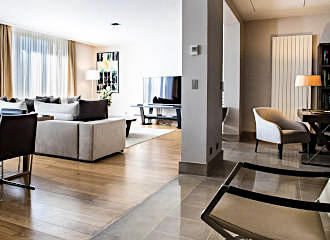 La Reserve Paris Apartments 2 bedroom partial Eiffel Tower lounge