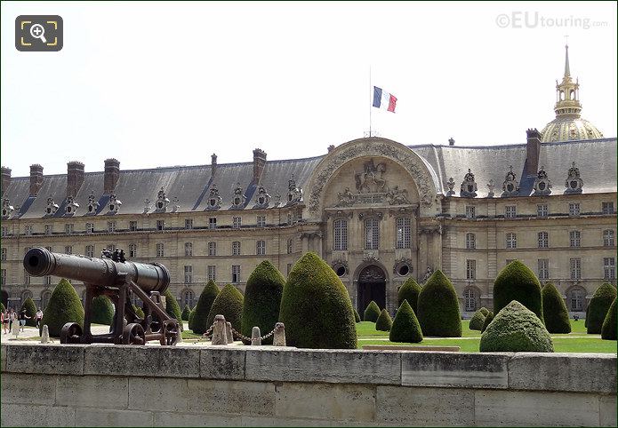 Hotel National des Invalides French flag at half mast