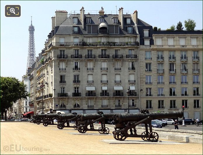 Les Invalides cannons and Eiffel Tower