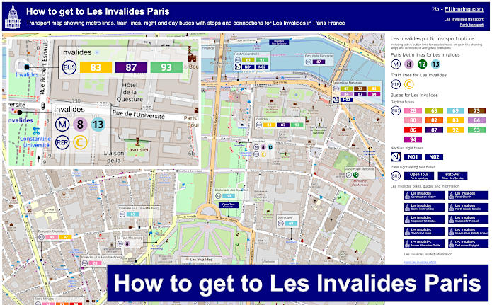 How to get to Les Invalides transport map
