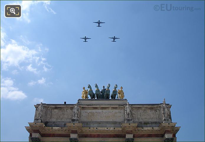 Army transport planes over Arc de Triomphe du Carrousel