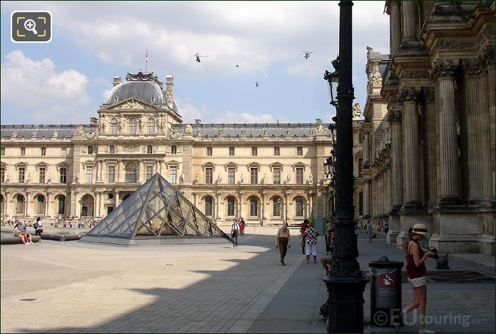 Helicopters over Musee du Louvre