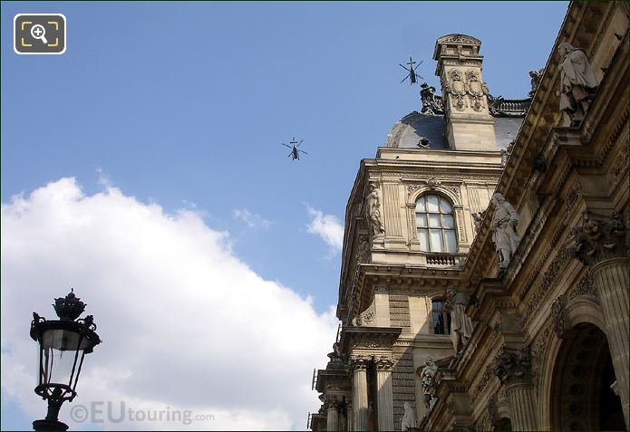 Louvre Paris architecture and helicopters