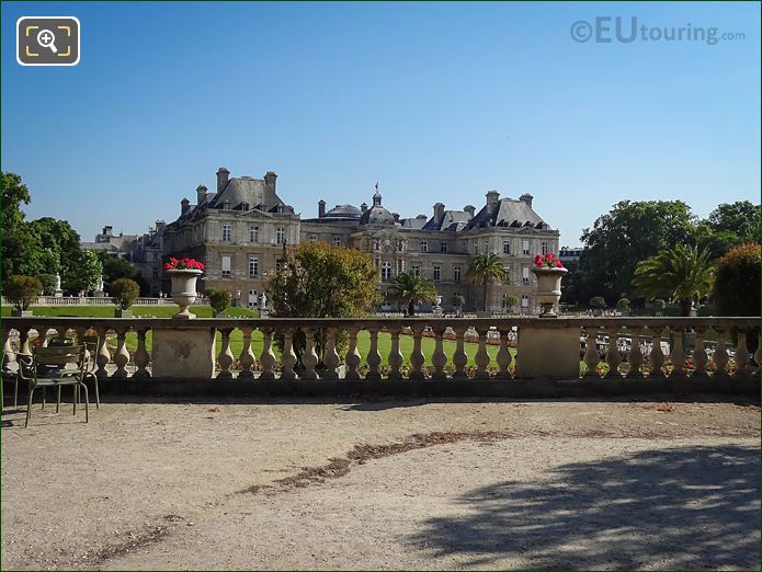 Palais du Luxembourg viewed from West terrace of Luxembourg Gardens