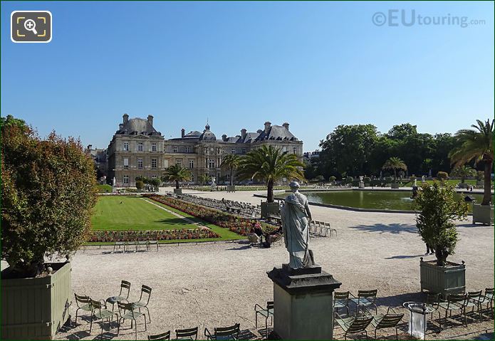 Luxembourg Gardens view from South end of West terrace