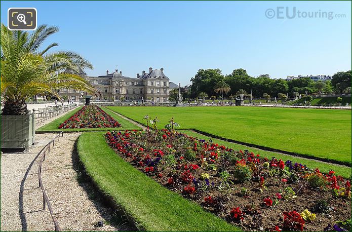 Jardin Du Luxembourg, N view down West side of central gardens 