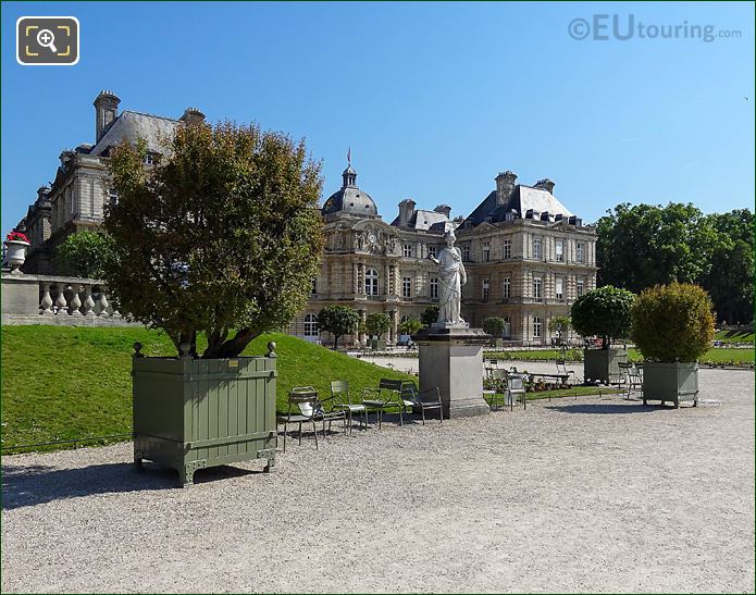 Jardin du Luxembourg pot 31 Pomegranate Tree and Luxembourg Palace