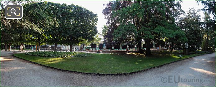 Panoramic of Jardin du Luxembourg East entrance at Place Edomond Rostand