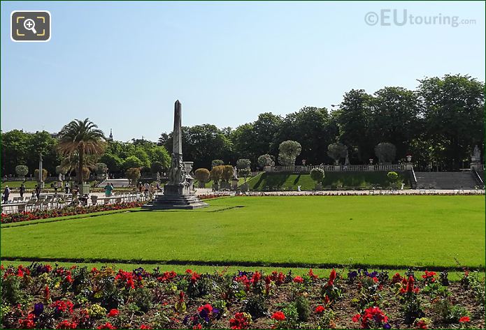 Section of formal French garden in Jardin du Luxembourg, Paris