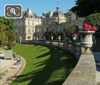 RHS terrace with stone flowerpots