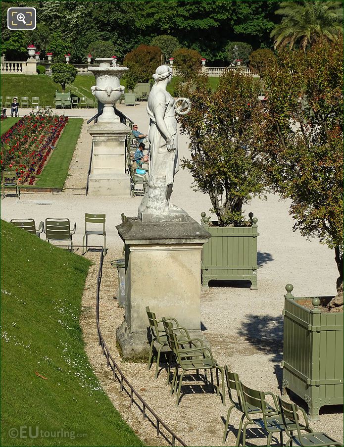 View from East terrace with Flore statue in Jardin du Luxembourg