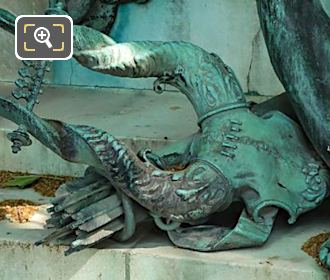 Bronze armour and weapons on Eugene Delacroix Monument