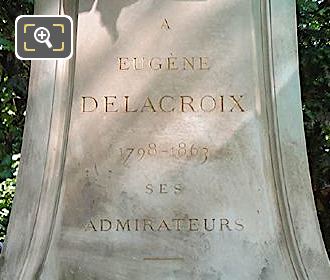Marble pedestal inscription om Eugene Delacroix Monument