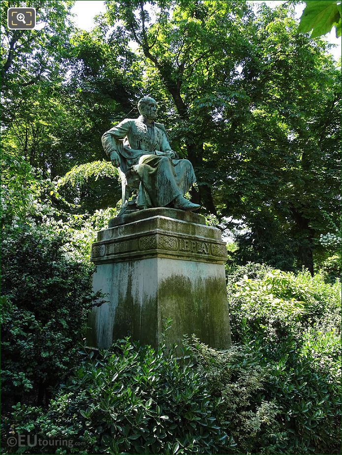 Frederic Le Play Monument in English garden area of Jardin du Luxembourg