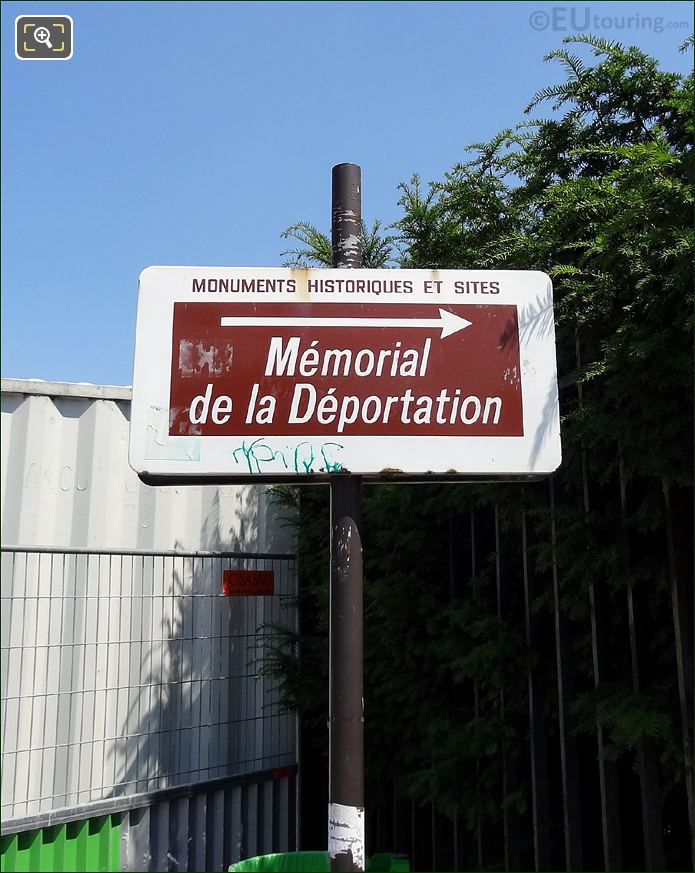Historical monument Memorial de la Deportation sign