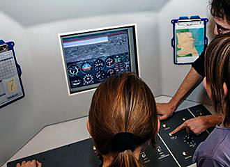 Flight simulator inside Musee de l’Air et de l’Espace