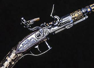Antique rifle inside Musee de la Chasse et de la Nature