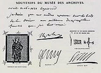Souvenirs document at Musee des Archives Nationales