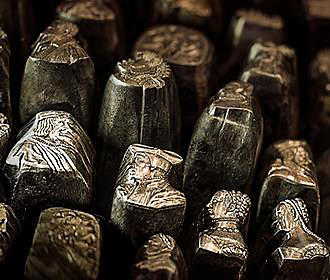 Old coin punches held at Musee des Monnaies, Medailles et Antiques