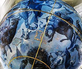 Globe with mythical creatures at Louis XIV museum