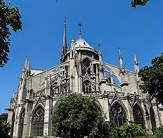 Eastern facade of Notre Dame de Paris Cathedral