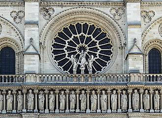 Western rose window of Notre Dame de Paris Cathedral