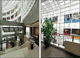 Glass covered areas inside Opera Bastille