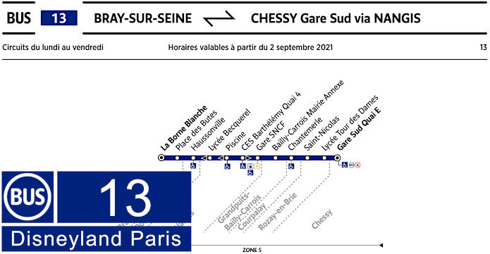 Disneyland Paris bus 13 timetables and map